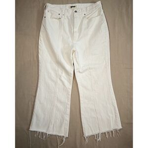 Madewell Baggy Flare Jeans‎ White Raw Hem Cropped Ankle Length Denim Pants Sz 30
